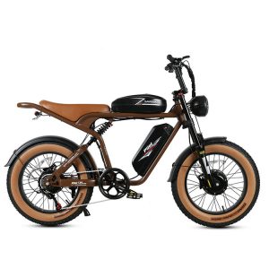 M20III marron, vélo électrique ultra puissant au style moto de Samebike.
