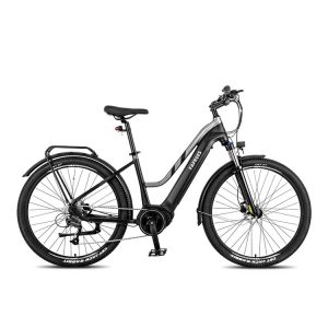 FM8 gris métal, vélo électrique de ville avec cadre bas et moteur central.